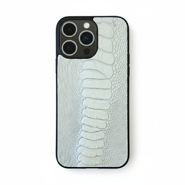 Croska Ostrich Shin Leather Phone Case Compatible with iPhone 14 Range