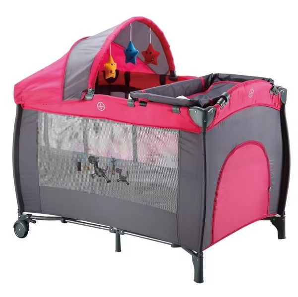 2 Wheel Safety Playpen Baby Crib Foldable Playpen Portable Playard Pack