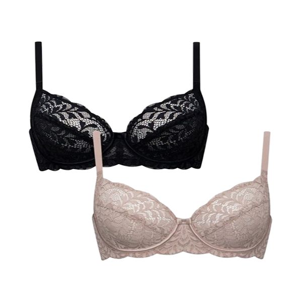 Secret Shield 2 Pack Lace Non Padded Underwire Bra
