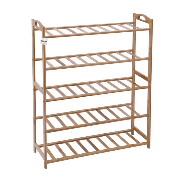 5 Tier Bamboo Shoe Storage Rack - Multi-Purpose Shelf Organizer