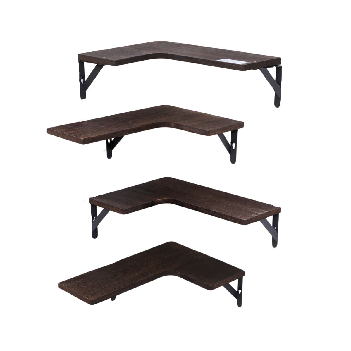 Corner Floating Shelves Wall Mount Set of 4, Wood Wall Shelves Brown