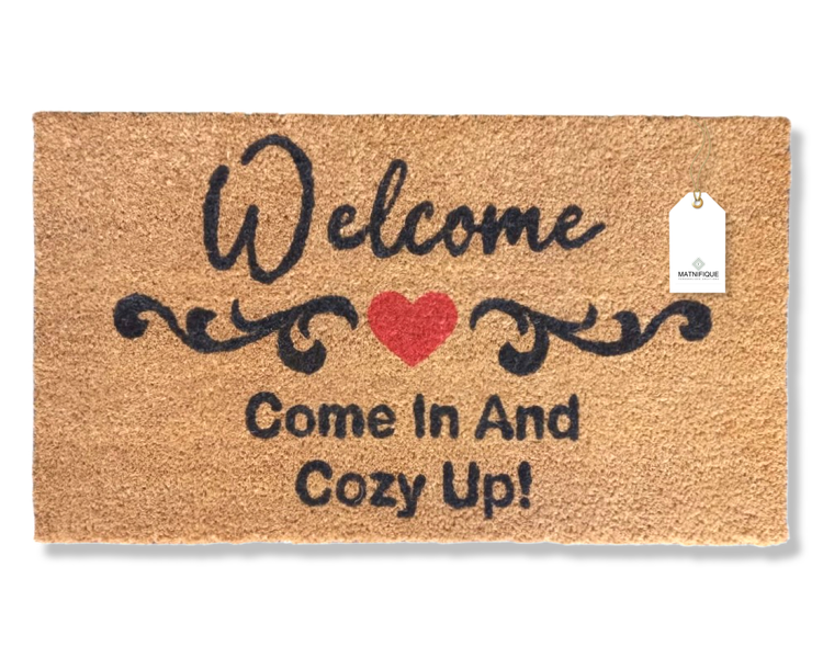 Cozy Up Welcome Coir Doormat Design - 700 x 400 x 14mm