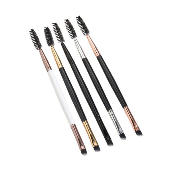 5 Piece - Professional Double-Handed Eyebrow Brush Set - Multicolor
