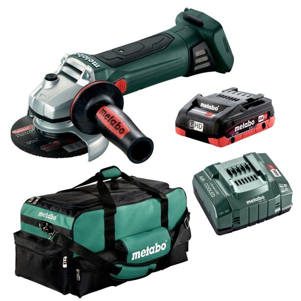 Metabo - Angle Grinder W 18 LTX 125(602174890)/ 4.0Ah Battery,Charger &amp; Bag