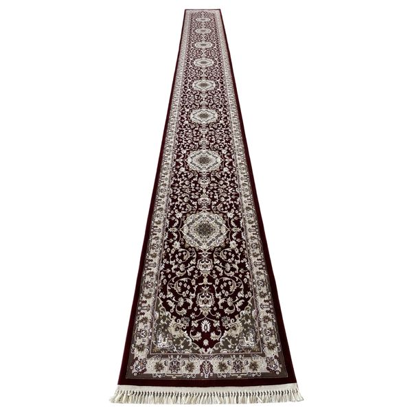 Beautiful Red Floral Long Hallway Runner Rug - 800 x 80 cm