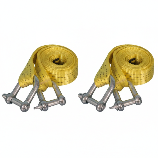 Securetech Heavy-Duty Tow Strap 4 Ton with D Shackles, 50 mm - 2 Pack
