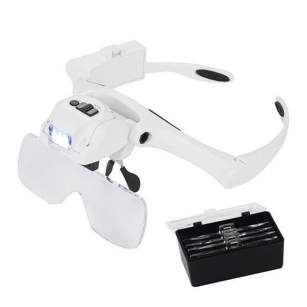 Professional Headband Magnifier with 5 LED Light &amp; 5 Detachable Lenses
