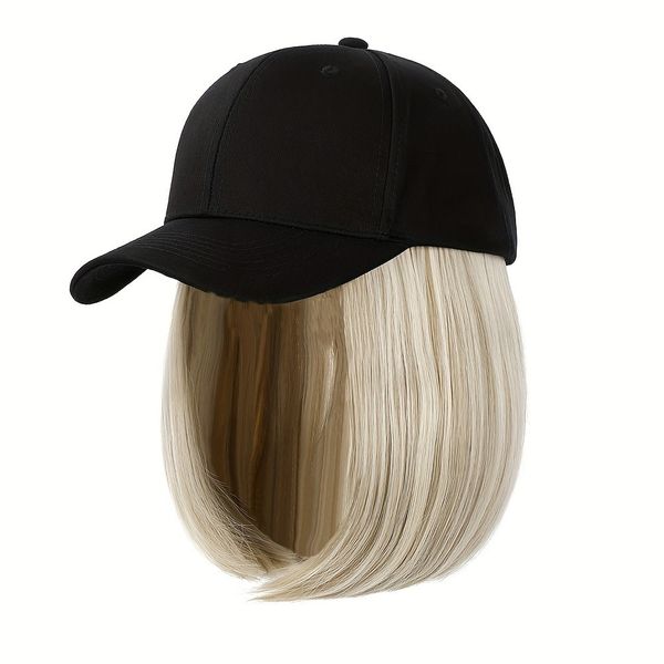 12 Inch Short Bob Wig with Baseball Cap