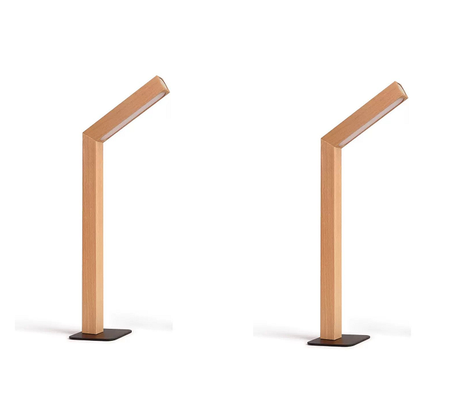 2 Pack-Magnetic Solid Wood 360 Rotating LED Desk Lamp