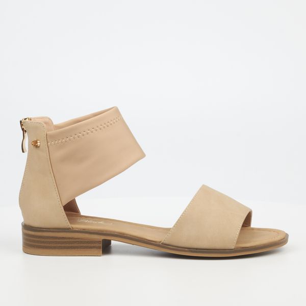Miss Black Micah 6 Women's Faux Nubuck Flat Sandals - Nude
