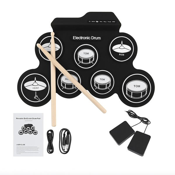 Portable Drum Pad - Roll-Up, Compact, Fun