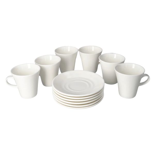White Ceramic Cup &amp; Saucer 12 Piece