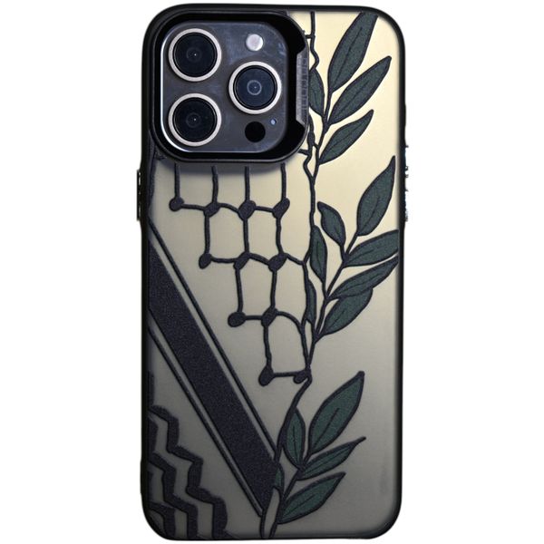 Phone Case with Scarf and Leaf Design - Compatible with 15 Pro Max - Silver
