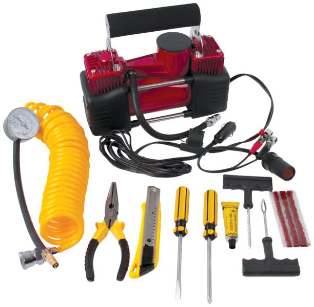 Rough &amp; Tough Heavy Duty Air Compressor and Tyre Inflator with Repair Kit