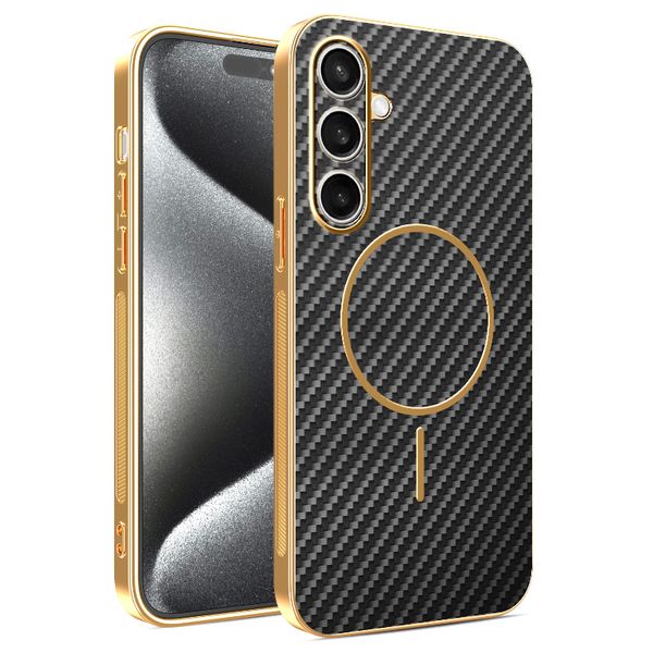 Carbon Fiber Magnetic Phone Case Compatible With Samsung Galaxy S23 Plus