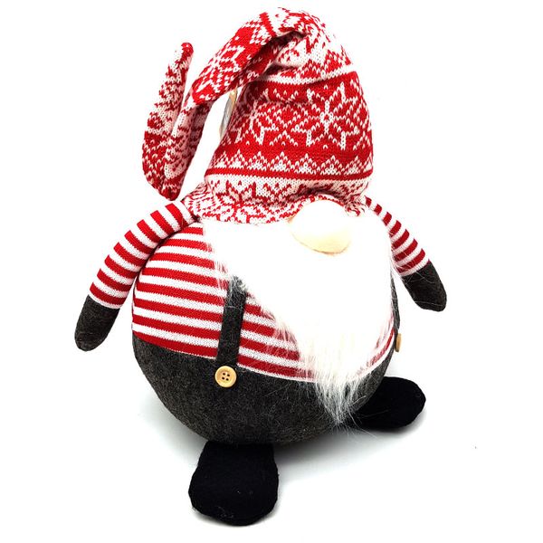Bufftee Christmas Gnome Santa Figurine -Striped Chubby Chomsky Doll
