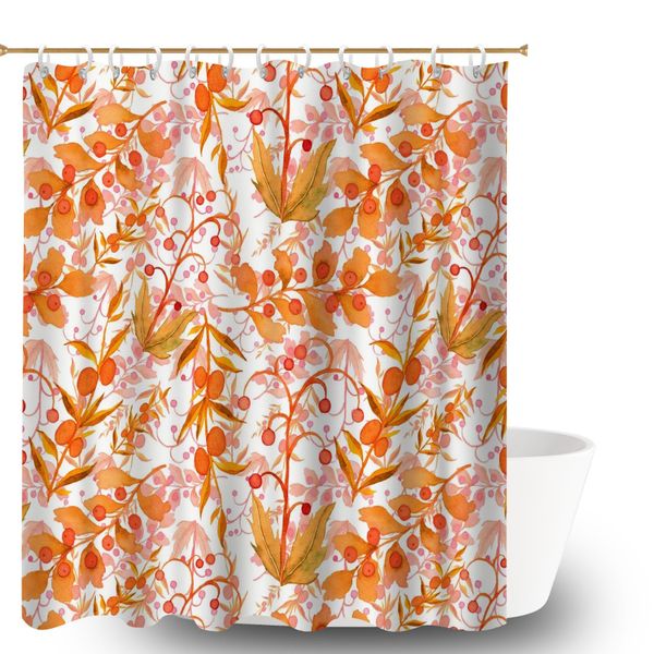 Shower Curtain with 12 Hook, Foliage Print Bathroom Shower Curtain for Home