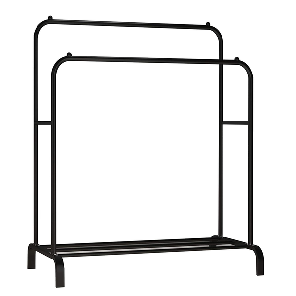 Double Rail Clothes &amp; Shoes Storage Rack - Black