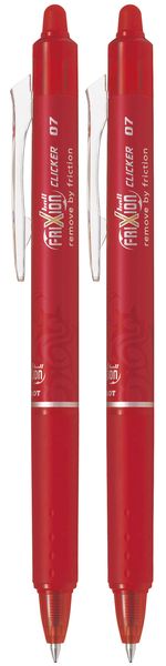 Pilot Frixion Ball Clicker 0.7mm Erasable Pack of 2 - Red