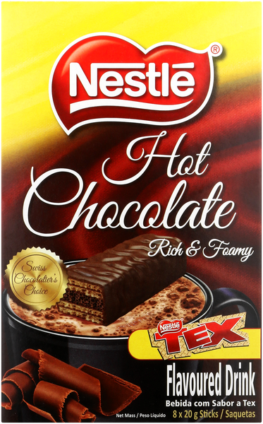Nestle Hot Chocolate Flavoured Sticks Tex 8 X 20G