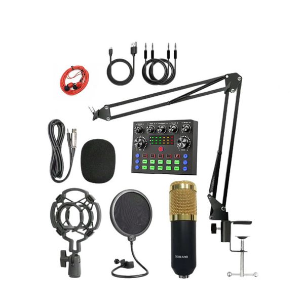 Podcast Studio Condenser Microphone With Sound Card Set Q-SK8