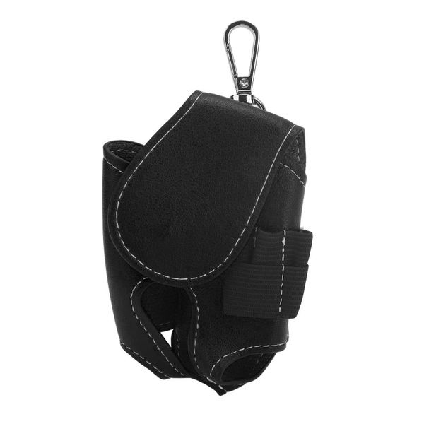Golf Ball Waist Bag 2 Capacity PU Leather Black