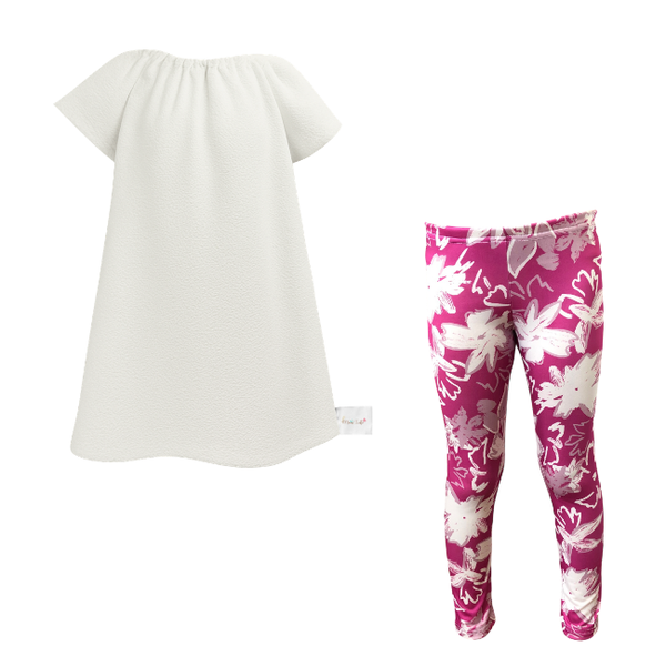 Kids- Girls Gathered Peasant Neck-Top &amp; Capri Legging-Cherise Pink