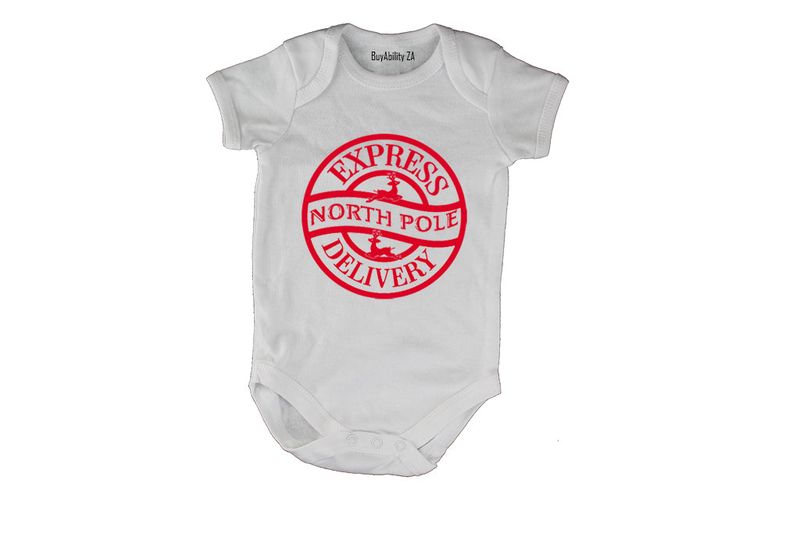Express North Pole Delivery - Christmas - Short Sleeve - Baby Grow