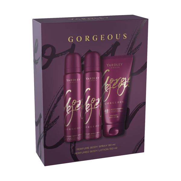 Yardley Gorgeous 2 x Perfume Body Spray 90ml &amp; Body Lotion 150ml