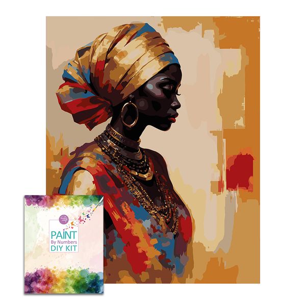 Easy Craft Paint by Number DIY Kit, 50x40cm- Traditional African beauty