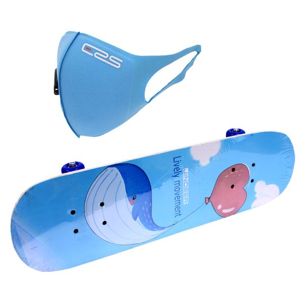 Skateboard 70cm Ride On Wooden SkateBoards - Blue Whale