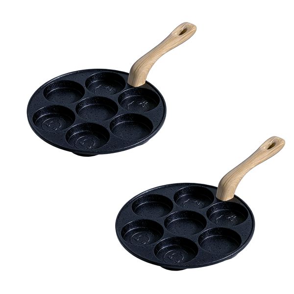 2-Piece 7-Hole Non-Stick Egg Frying Pan/Breakfast Pan