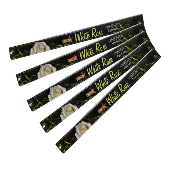 Lucky Star White Rose Premium Quality Incense Sticks - 5 Pack - 50 Sticks