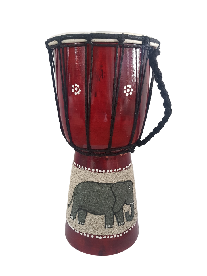Djembe Hand Drum Hand Painted - Sand & Paint Elephant 30cm