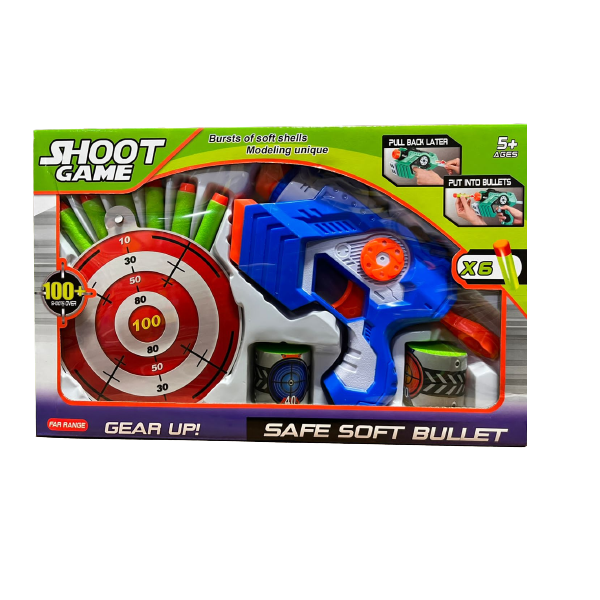 Toy Blaster Gun with 6 Soft Foam Bullets &amp; 3 Targets