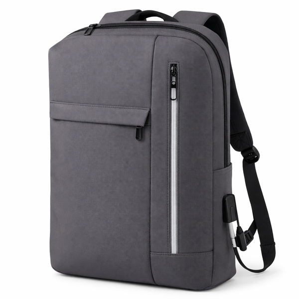 USB Charging Laptop Backpack with Anti-Theft Design - Grey