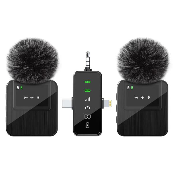 3-in-1 Wireless Lavalier Microphone Set for iPhone, Android, Camera