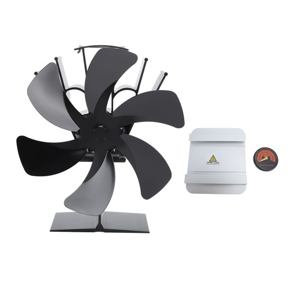Stove Fan Insulation Board Thermometer Six Blade Gold