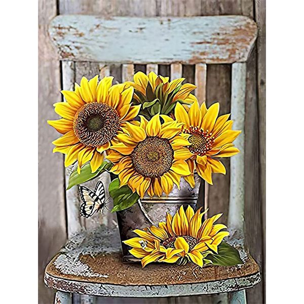 Full Drill Round Dot - Sunflowers Bucket image