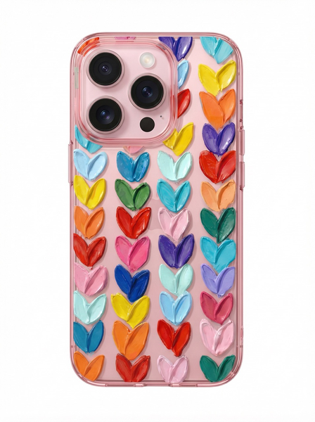 Pink Heart Clear Phone case compatible with iPhone 14, 15 and 16 range
