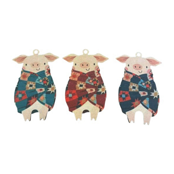 Pigs In Blankets Pendant Wooden Hanging Ornaments Cute Piglet