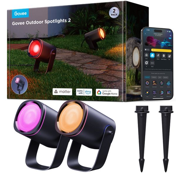 Govee RGBICWW Outdoor Spotlights - Smart Lights With 69 Scene Modes