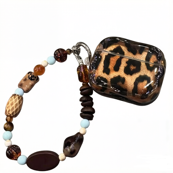 Leopard Print Case for AirPods Pro (2025 Model) - Cute Beaded Chain