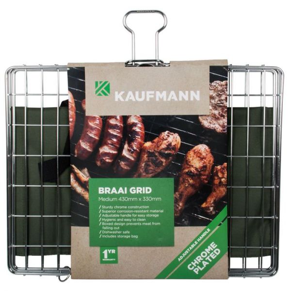 Kaufmann - Braai Grid Adjustable Chr/Plated Box Med