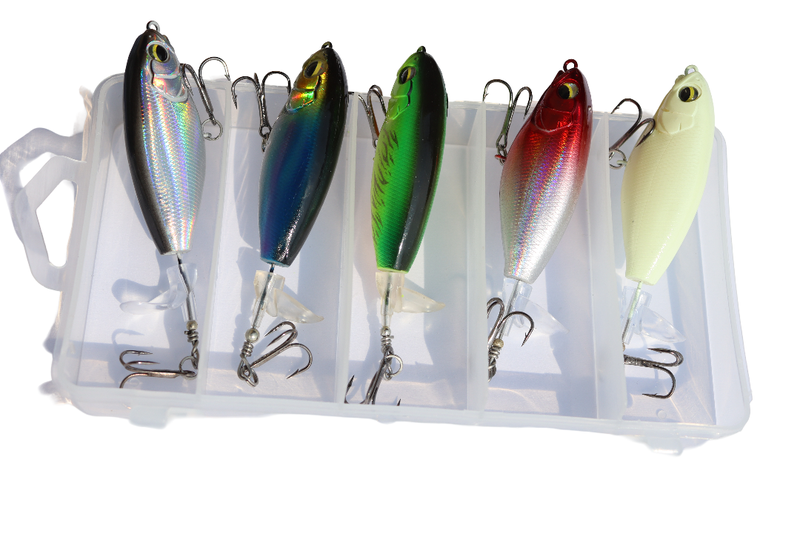 Top Water Lure Plopper Combo Pack Bass and Cat Fishing - 5 Vibrant Colours