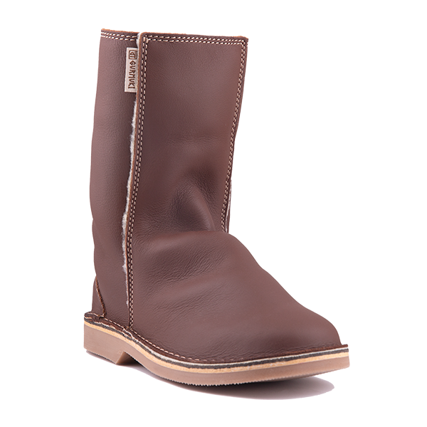 Gurmuki Ladies Leather KUDU Fur Boots - Earth Brown