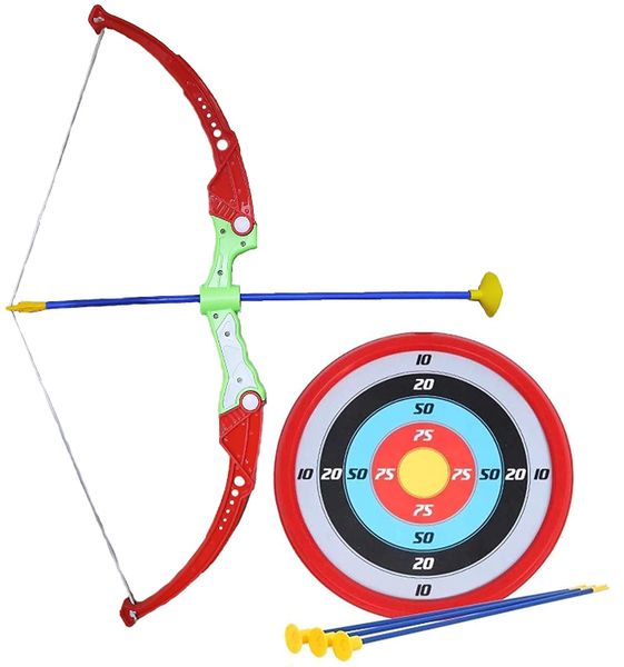 Plastic Archery Bow and Arrow Toy Set with Target Board, Multicolour