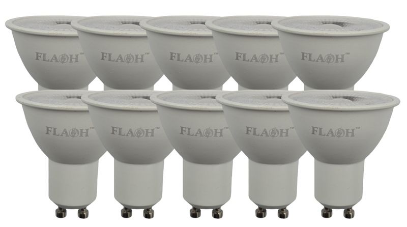Flash Gu10 4W SMD LED Down Light Bulb 300lm COB Lens - 10 Pack