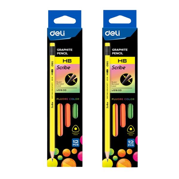 Deli Triangular Graphite Pencil with Eraser 12 pcs, 2 Pack