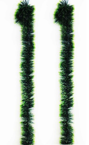 2m Yellow/Gold Tipped Green Tinsel Christmas Garland (pack of 2)